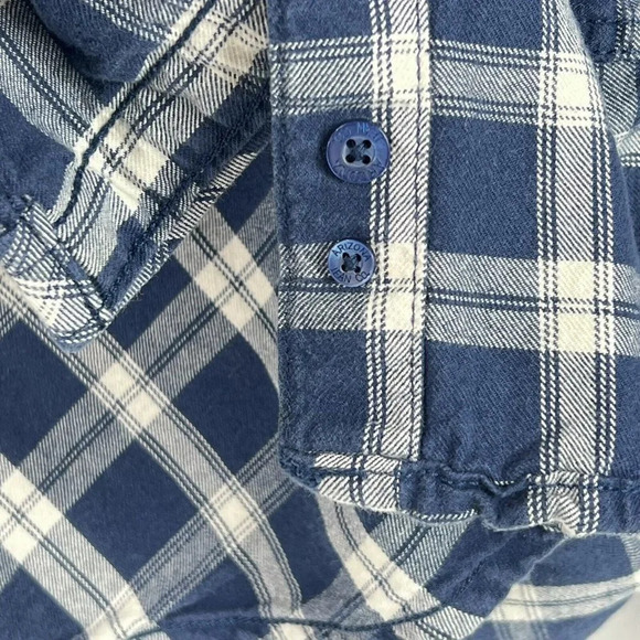 Arizona Jeans Co Mens Flannel Shirt Size XXL Blue Plaid Medium Weight Snap Close - Picture 6 of 7